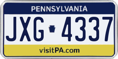 PA license plate JXG4337