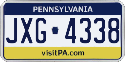 PA license plate JXG4338