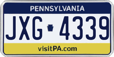 PA license plate JXG4339
