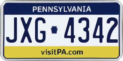 PA license plate JXG4342