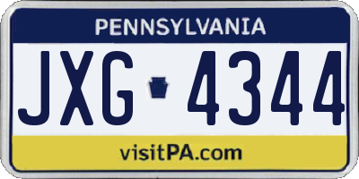 PA license plate JXG4344