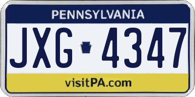 PA license plate JXG4347