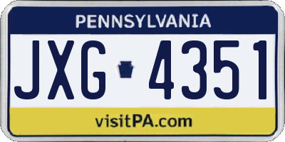PA license plate JXG4351