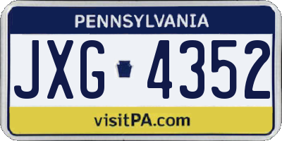 PA license plate JXG4352