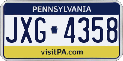 PA license plate JXG4358