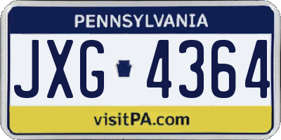 PA license plate JXG4364