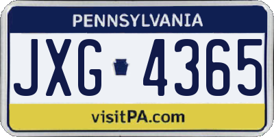 PA license plate JXG4365