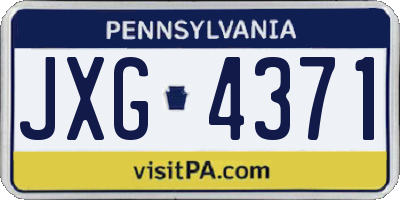 PA license plate JXG4371