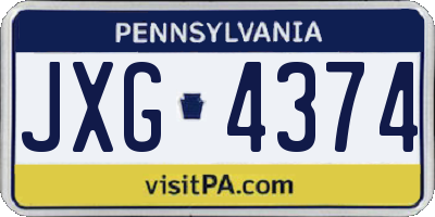 PA license plate JXG4374
