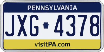 PA license plate JXG4378