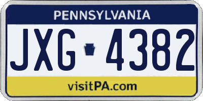 PA license plate JXG4382