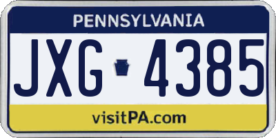 PA license plate JXG4385