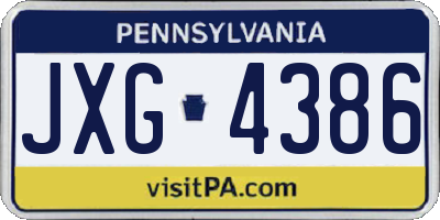 PA license plate JXG4386