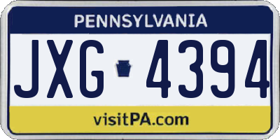 PA license plate JXG4394