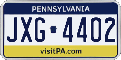 PA license plate JXG4402