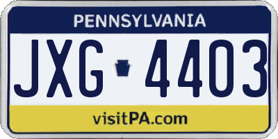 PA license plate JXG4403