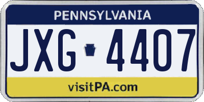 PA license plate JXG4407
