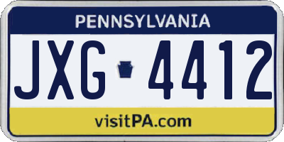 PA license plate JXG4412