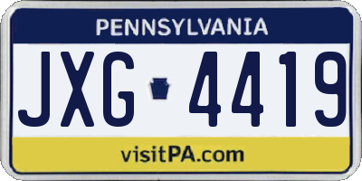 PA license plate JXG4419