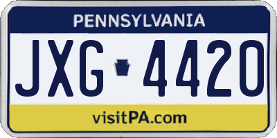 PA license plate JXG4420