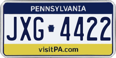 PA license plate JXG4422