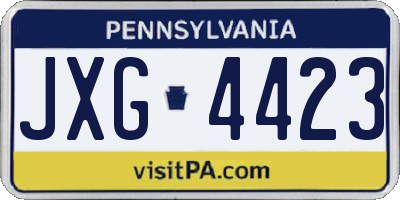 PA license plate JXG4423
