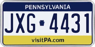 PA license plate JXG4431