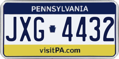 PA license plate JXG4432