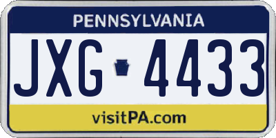 PA license plate JXG4433