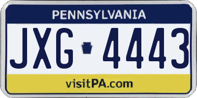 PA license plate JXG4443