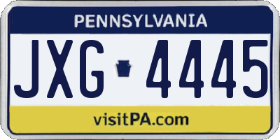PA license plate JXG4445