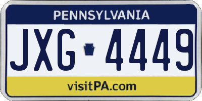 PA license plate JXG4449