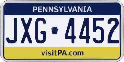 PA license plate JXG4452