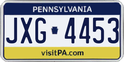 PA license plate JXG4453