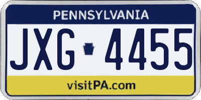 PA license plate JXG4455