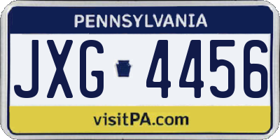 PA license plate JXG4456