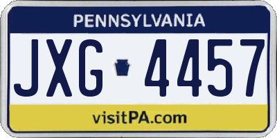 PA license plate JXG4457