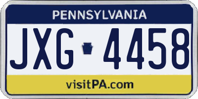 PA license plate JXG4458