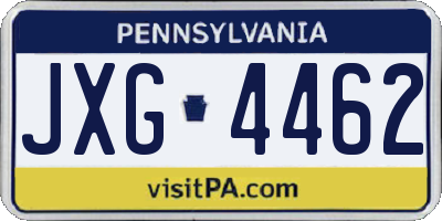 PA license plate JXG4462