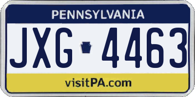 PA license plate JXG4463
