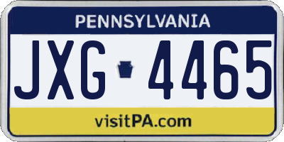 PA license plate JXG4465