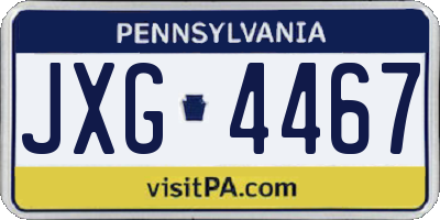 PA license plate JXG4467