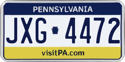 PA license plate JXG4472