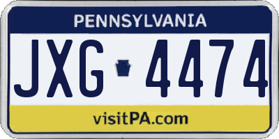 PA license plate JXG4474