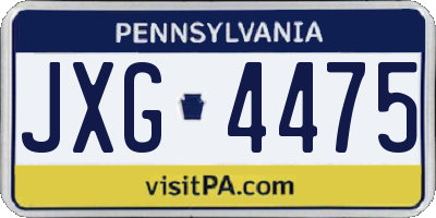 PA license plate JXG4475