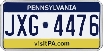 PA license plate JXG4476
