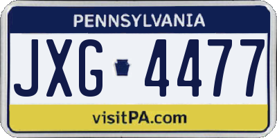 PA license plate JXG4477
