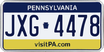 PA license plate JXG4478