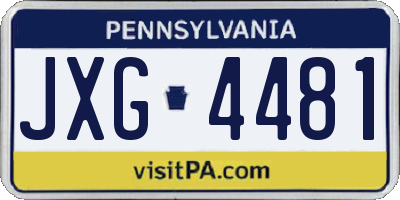 PA license plate JXG4481