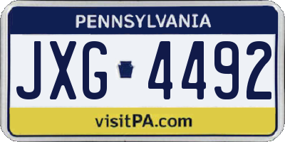 PA license plate JXG4492